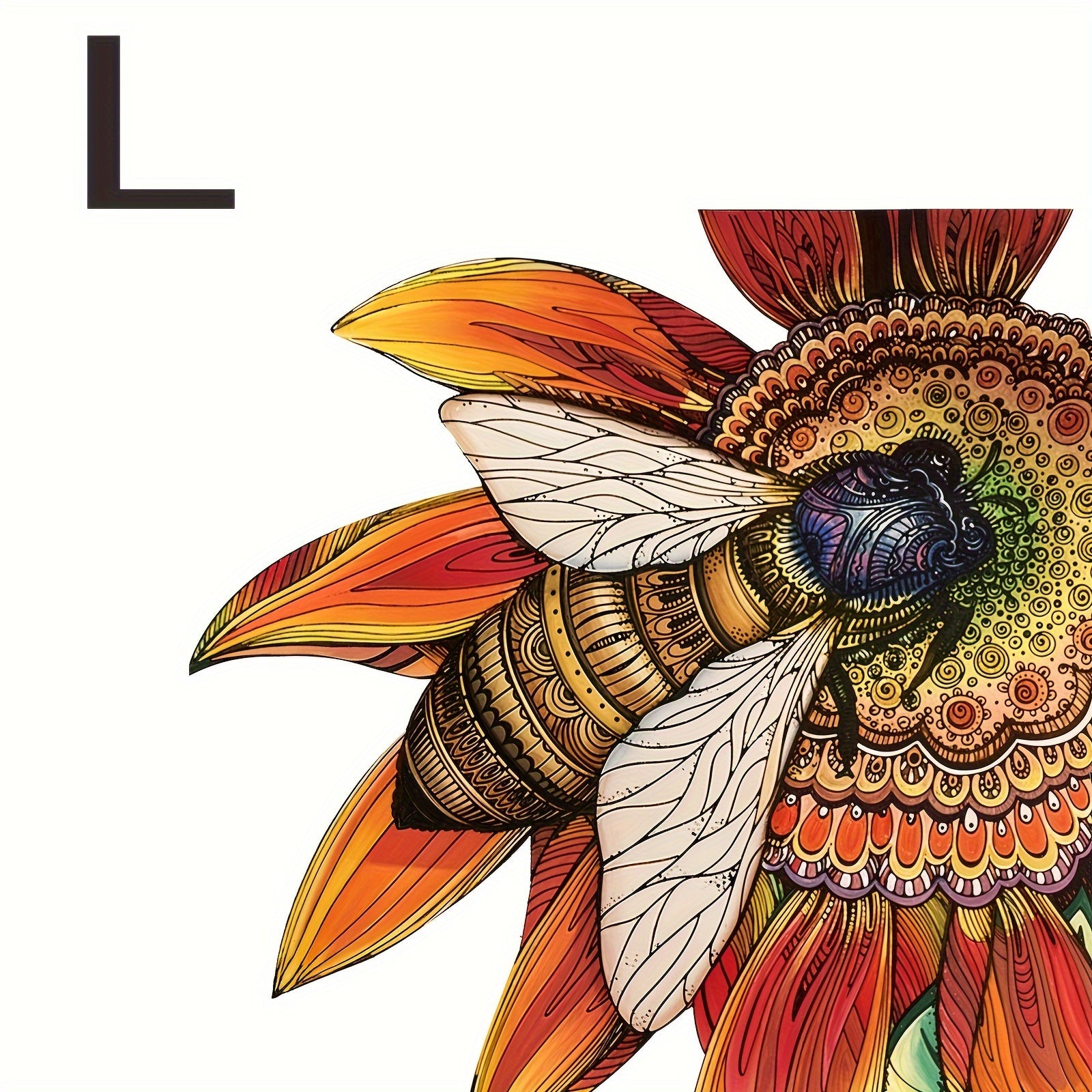 Sunflower & Bee Wooden Puzzle - Handcrafted Unique Irregular Animal Shape