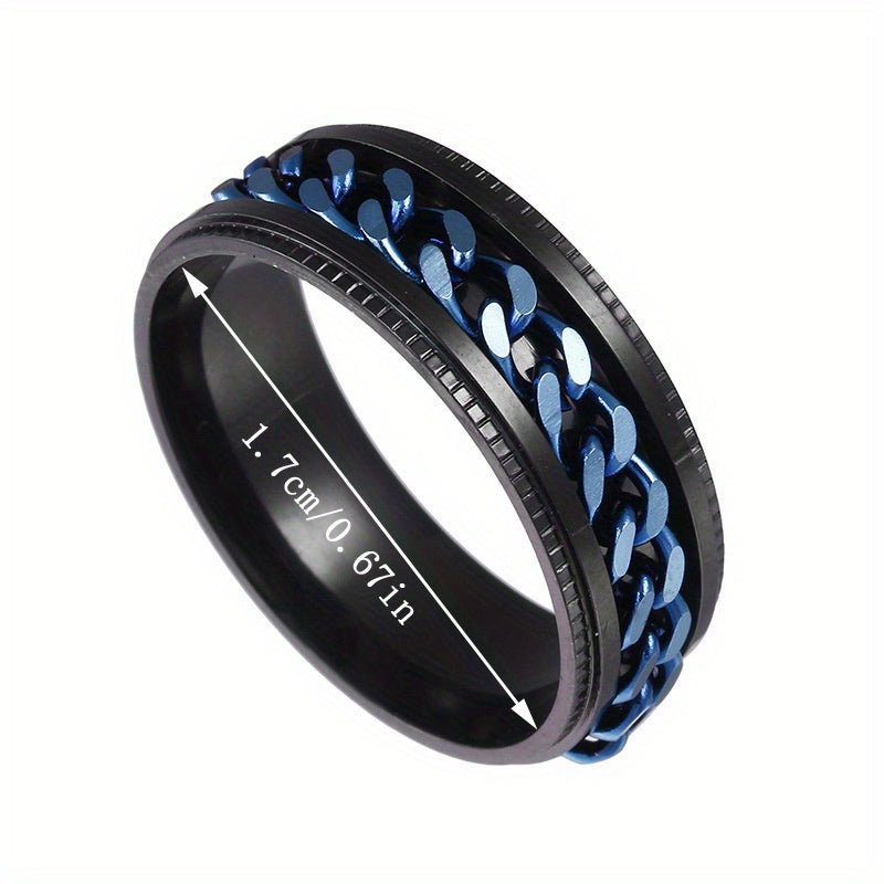 Men's Stainless Steel Rotatable Chain Ring