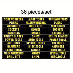 36pcs Toolbox Label Sticker Set for Stylish Organization