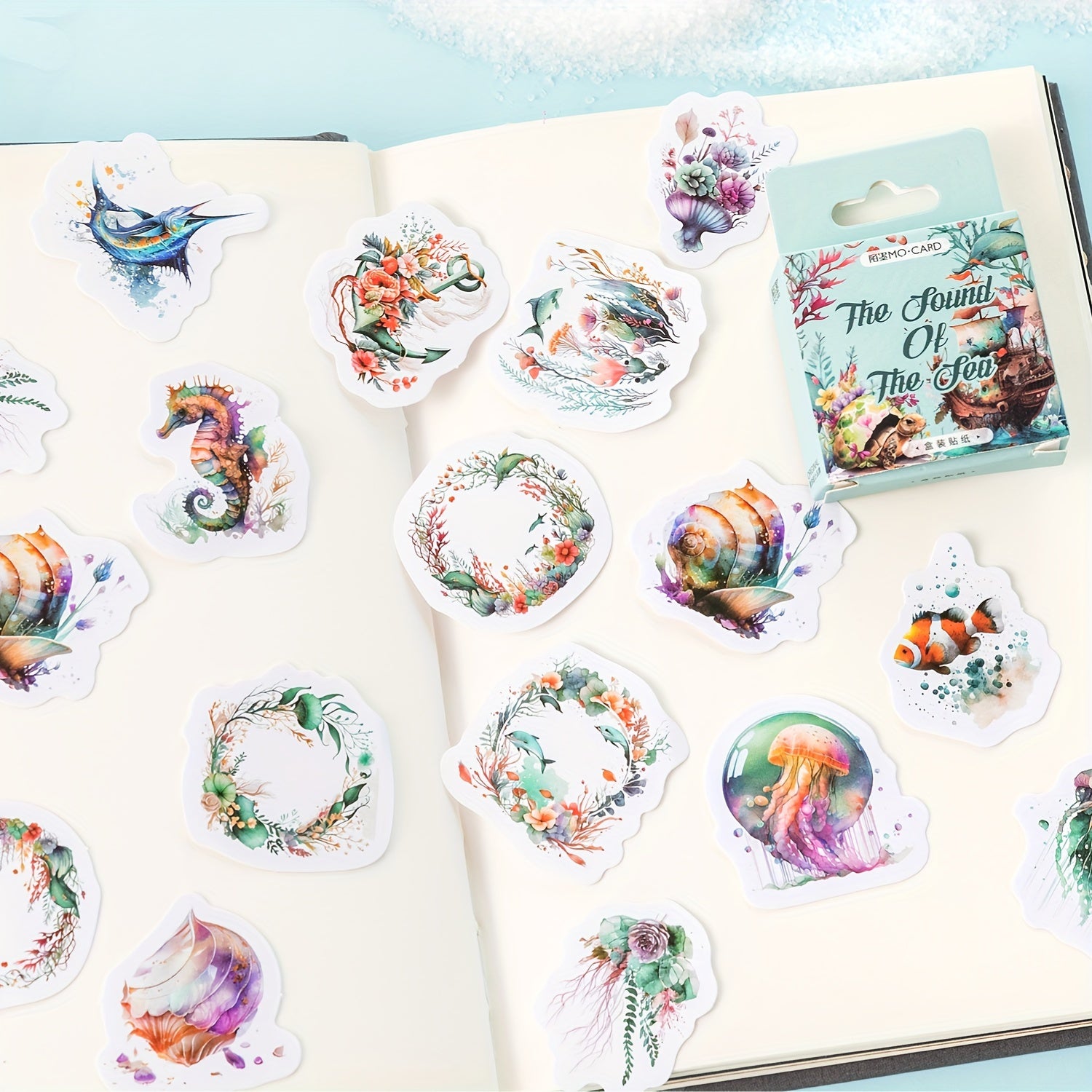 46pcs Sea Series Retro Journal Decoration Stickers Self-adhesive Box Stickers