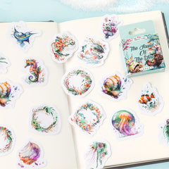 46pcs Sea Series Retro Journal Decoration Stickers Self-adhesive Box Stickers