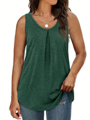 Women's Plus Plain Ruched Round Neck Tank Top