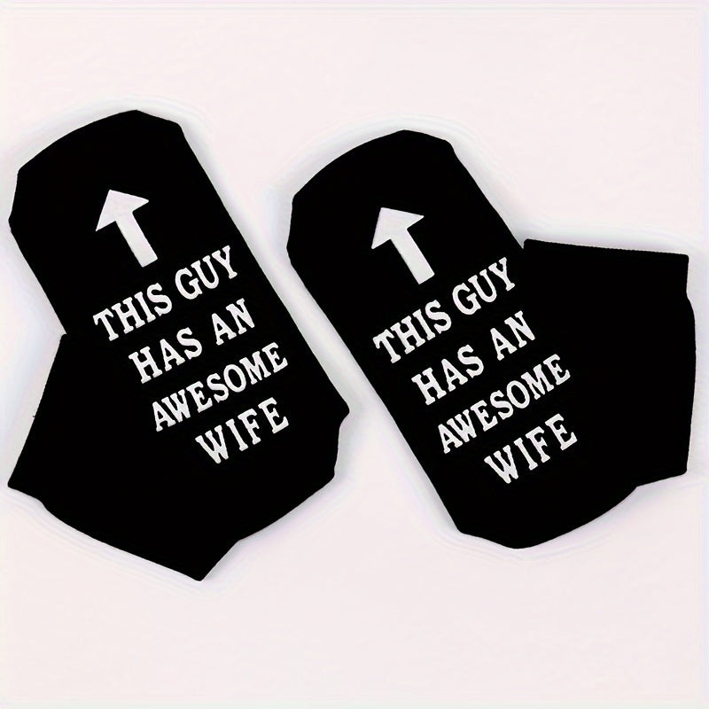 2 Pairs Non Slip Socks Awesome Wife Crew Socks