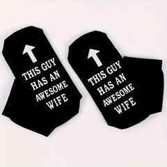 2 Pairs Non Slip Socks Awesome Wife Crew Socks
