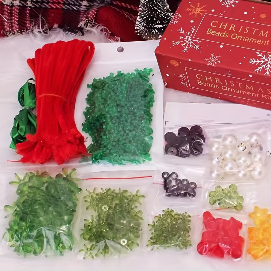 Christmas Beaded Ornament Kit 36pcs Snowman Tree Wreath Craft Party Holiday