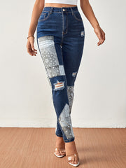 High Stretch Ripped Jeans Women's Denim Pants