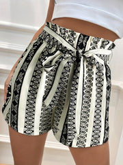 Geo Print Belted Shorts for Women