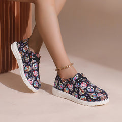 Colorful Skull Ghost Print Flat Shoes Scary Style Soft Bottom Sport Shoes