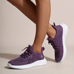 Soft Thick Sole Shock Absorption Woven Shoes Lightweight Breathable Sneakers