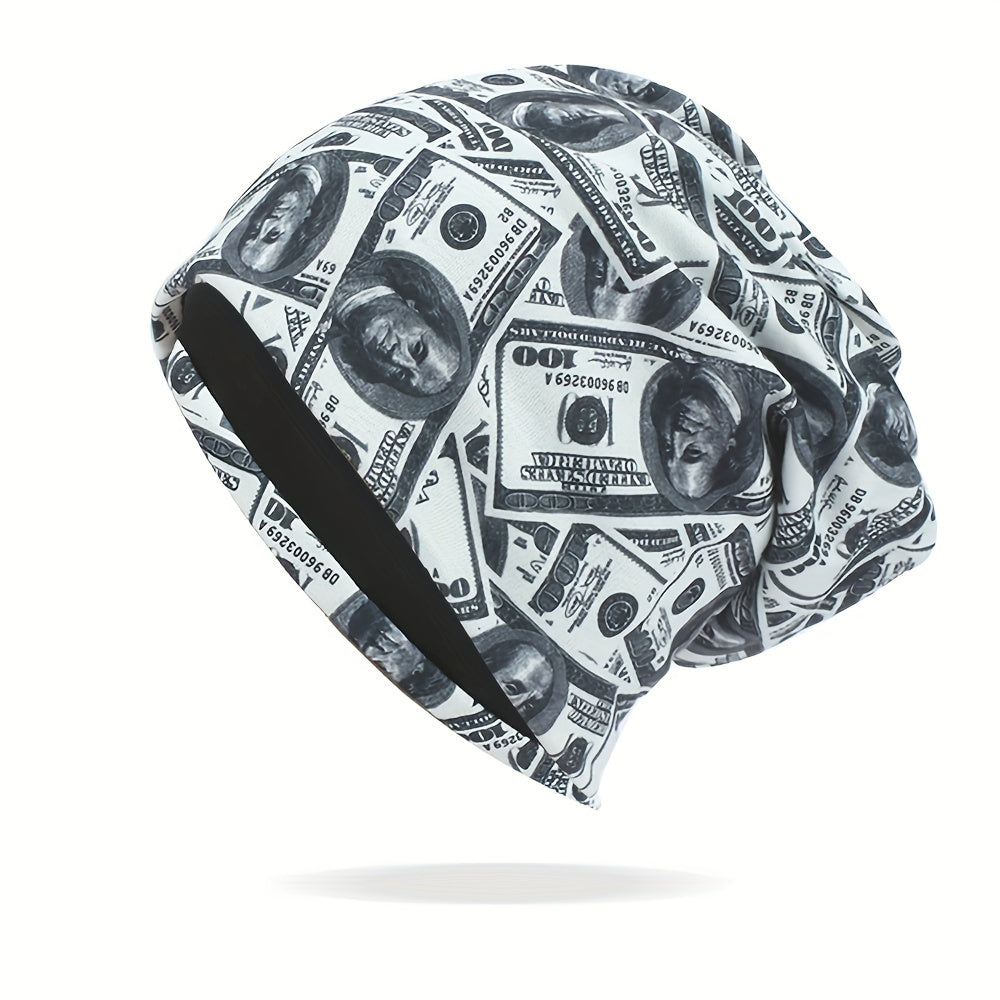 Windproof Printed Pullover Hat for Men Women Cycling Beanie