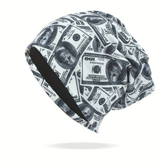 Windproof Printed Pullover Hat for Men Women Cycling Beanie
