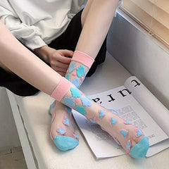 Floral Mesh Socks Sheer Mid Tube Stockings