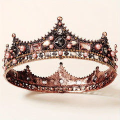 Baroque Style Tiara Crown Faux Pearl Headband Bridal Hair Jewelry