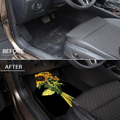 4pcs Sunflower Bouquet Car Floor Mat All-weather Car Protector