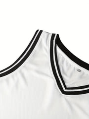 Men's Solid Basketball Jersey Active Breathable Sleeveless Shirt