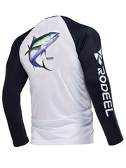 Men's Fish Pattern UPF 50 Sun Protection Hoodie Long Sleeve