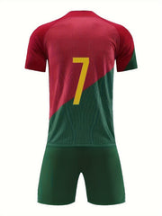 Boys Soccer Sports Outfit - Jersey & Breathable Shorts Set
