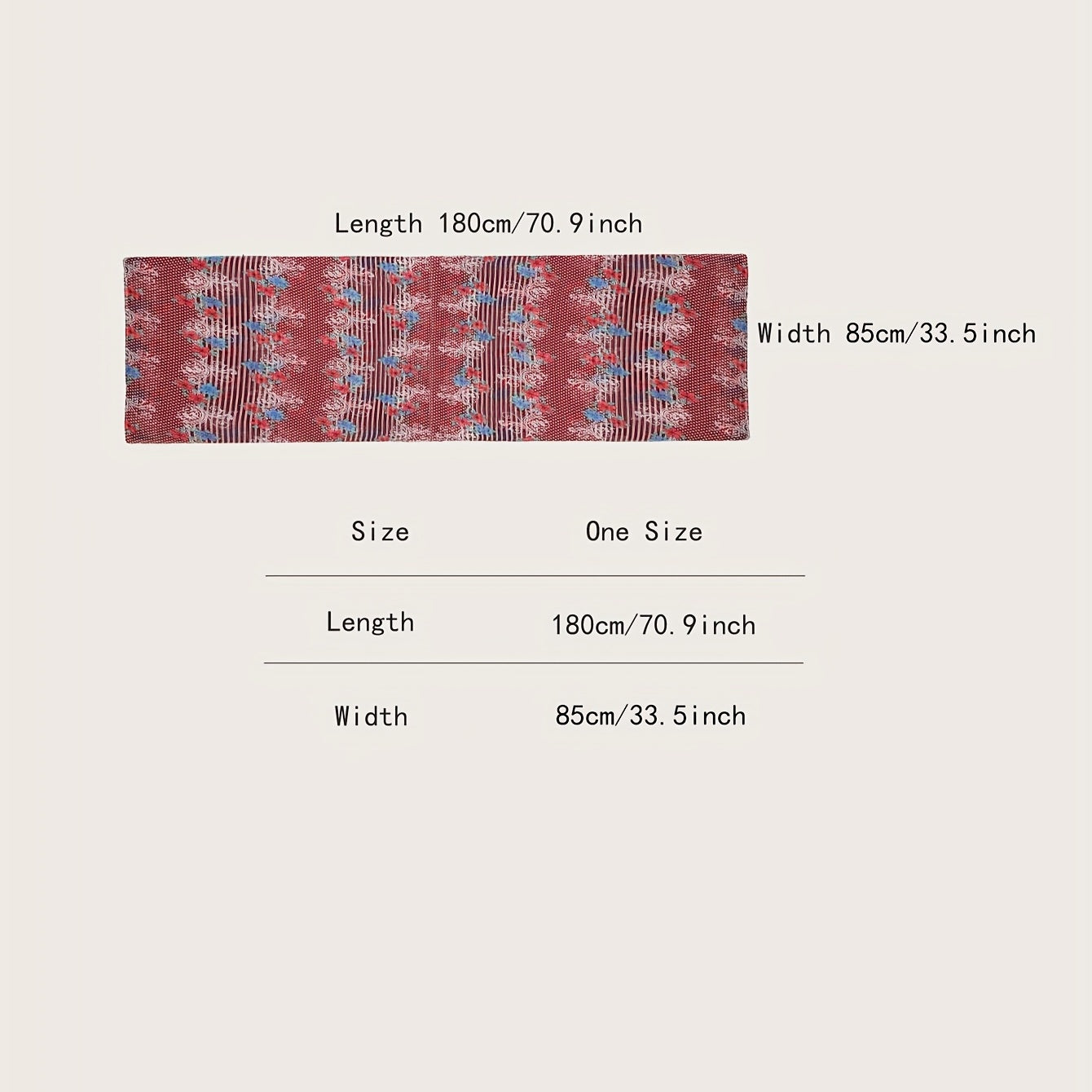 Dot Flower Print Red Scarf Classic Boho Striped Shawl