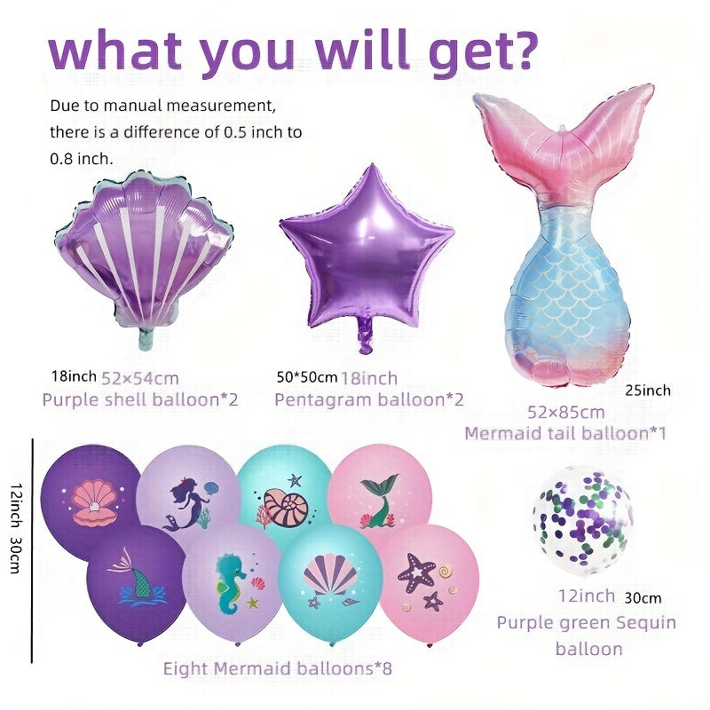 Mermaid Birthday Party Decorations: Happy Birthday Flag, Balloons, Ocean Theme