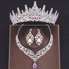 Baroque Bridal Crown Jewelry Set Rhinestone Crystal Tiara