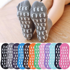 Solid Towel Bottom Crew Socks - Anti Slip Low Cut Socks With Grip