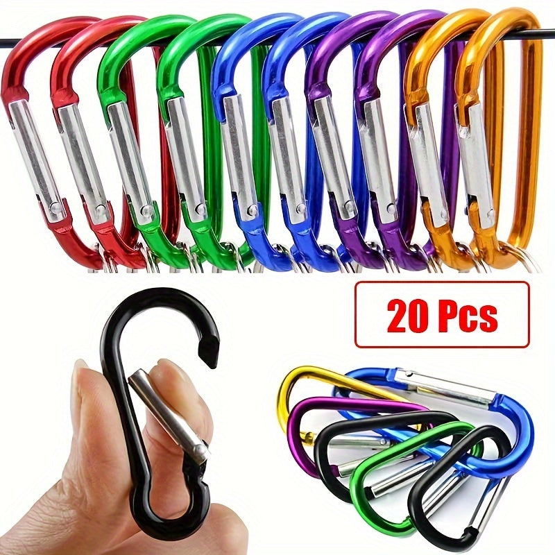 20pcs Aluminum Carabiner Keychain D Ring Spring Snap Hook Clip Keychain