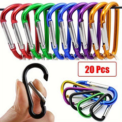 20pcs Aluminum Carabiner Keychain D Ring Spring Snap Hook Clip Keychain