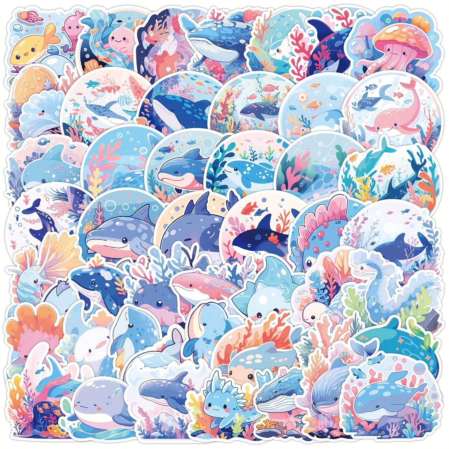 50pcs Cartoon Marine Life Graffiti Stickers DIY Stickers