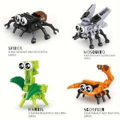 20pcs Insects & Animal Building Blocks: Spiders, Scorpions, Ants, Sheep, Cows