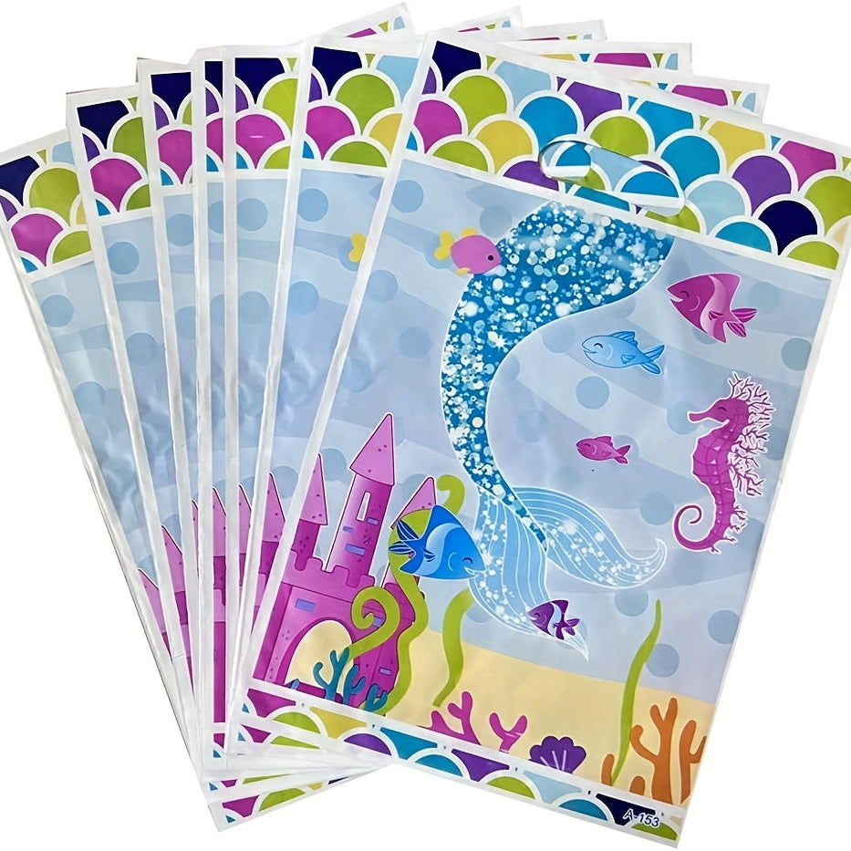 10pcs Mermaid Party Gift Bags for Kids' Birthday Baby Shower Christmas Halloween