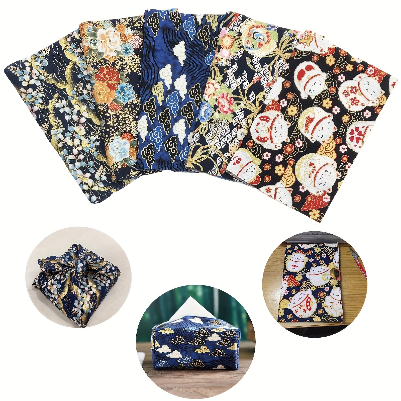 5pcs Cotton Fabric Bundles for DIY Patch Sewing