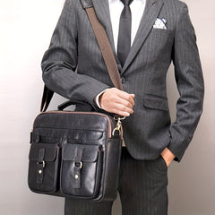Men's PU Leather Large Capacity Business Crossbody Briefcase