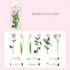 12pcs 3D Red Rose & Tulip Waterproof Stickers Set for Scrapbooking & Journaling
