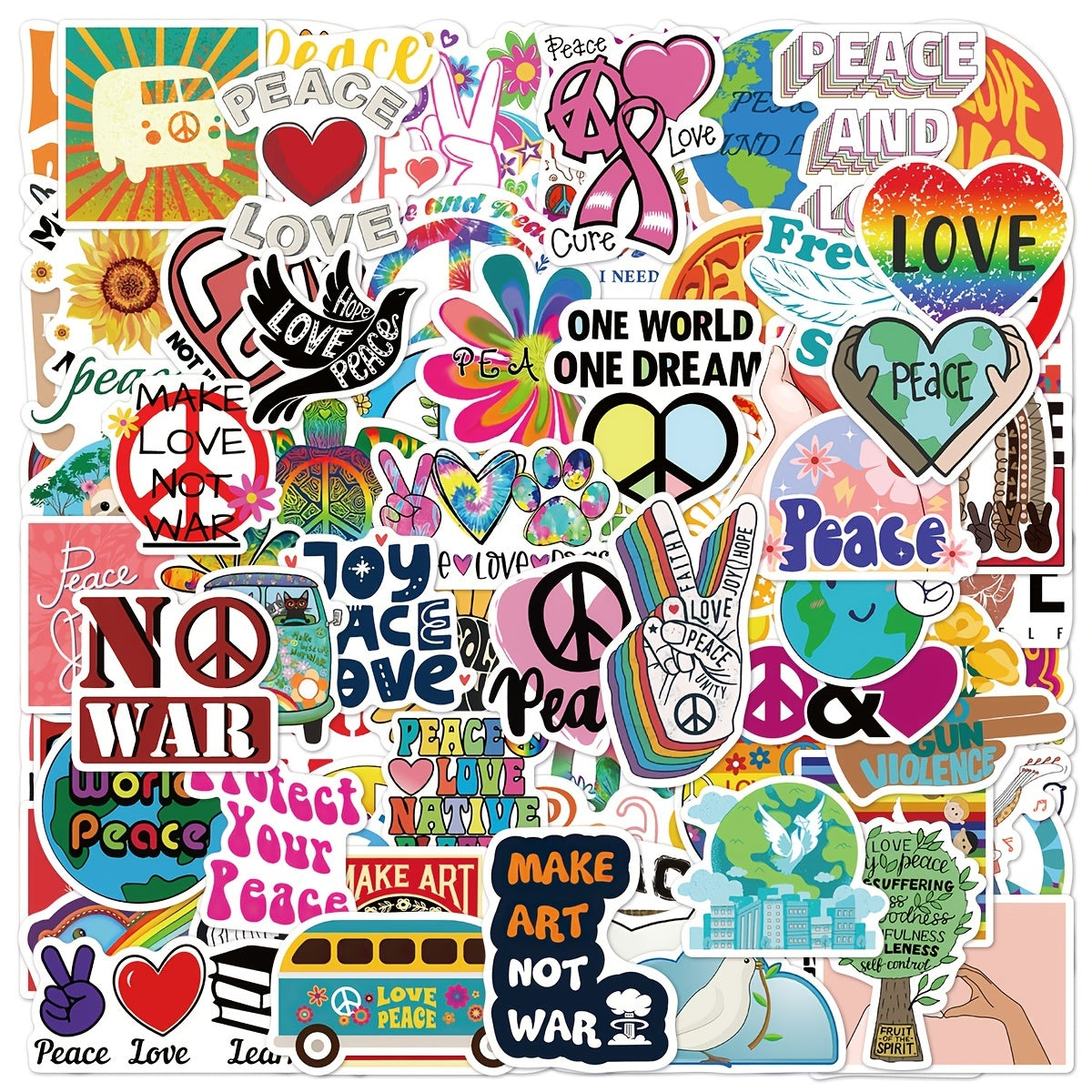 50-100pcs World Peace Cartoon Phone Case Stickers Waterproof DIY Stickers