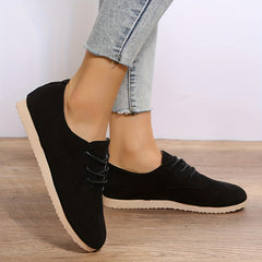 Women's Solid Flat Lace Up Low Round Toe Non slip Casual Outdoor Shoes