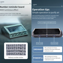 Solar Car Air Purifier Eliminates Odor Nightlight