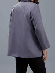 Basic Blazer Solid Long Sleeve Lapel Collar Button Blazer