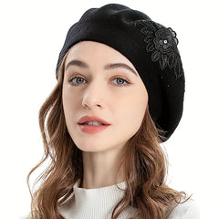 Flower Decor Beret Lightweight Warm Berets Cap Women Gift