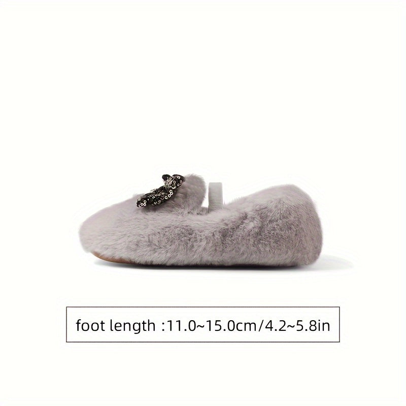 TARANIS Furry Slip On Walking Shoes For Girls Soft Warm Flat Shoes