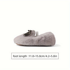TARANIS Furry Slip On Walking Shoes For Girls Soft Warm Flat Shoes