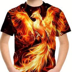 Phoenix Graphic T Shirt Boys 3D Print Breathable Stretchy Tee Summer Outdoor
