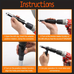 Rivet Gun Adapter for 2.4-3.2-4.0-4.8mm Rivet Head Bits