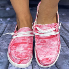 Women's Stylish Tie Dye Pink Boat Shoes Skate Shoes
