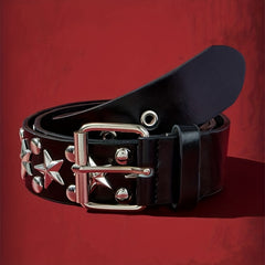 Y2K Rivet PU Belt Square Pin Buckle Hip Hop Waistband