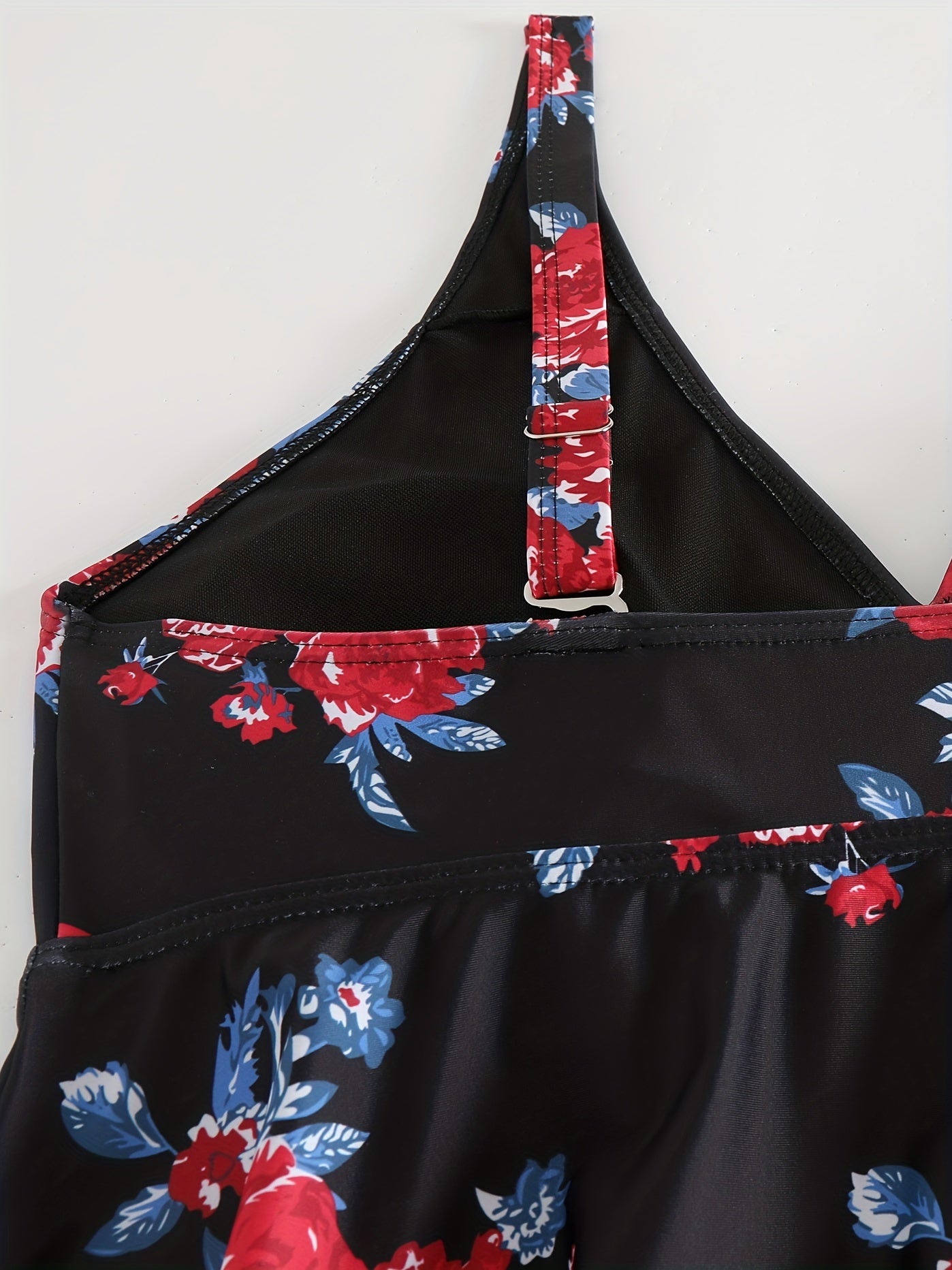 Modest Tankini Set - Floral Print Tie Front Cami Top & Boys