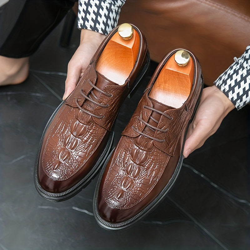 Men's Crocodile Embossed Oxford Shoes Non Slip Formal Shoes