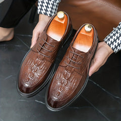 Men's Crocodile Embossed Oxford Shoes Non Slip Formal Shoes