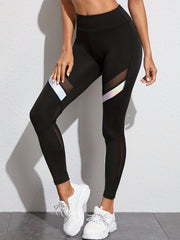 Mesh Patchwork Yoga Leggings Butt Lifting Striped Stretchy Sexy Sports Pants