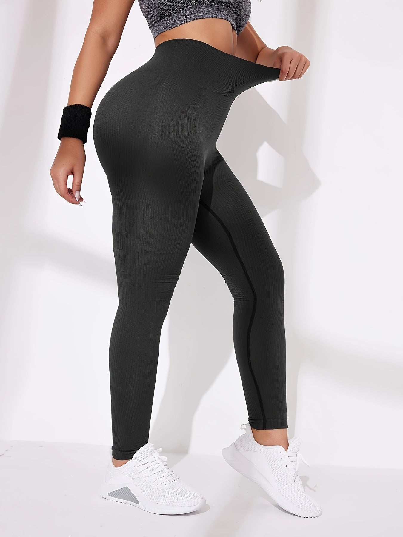 High Waist Ribbed Yoga Pants Women's Leggings