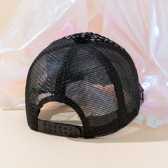 Sequin Sparkly Couple Trucker Hat Hip Hop Mesh Baseball Cap